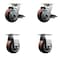 Service Caster 4 Inch Poly on Polyolefin Caster Set with Roller Bearings 2 Brakes 2 Rigid SCC SCC-20S420-PPUR-TLB-2-R-2 - alternate 1